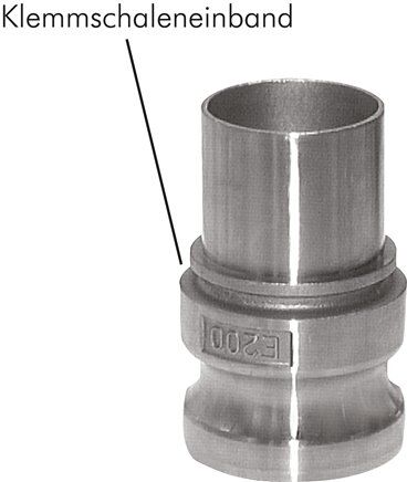 Connettore camlock DIN/EN (E/EC) Tubo flessibile da 32 (1-1/4")mm, acciaio inox (1.4408)