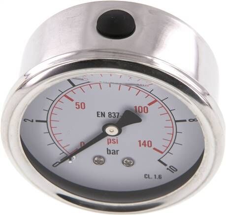 Manomètre à Glycérine 0-300 Bar (4500 PSI) - 63 Mm - Filetage 1/4" - Pour Pneumatique Et Hydraulique