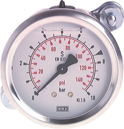 Glycerin-Einbaumanometer, 3kt-Frontring, 100mm, -1 bis 0,6 bar