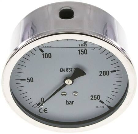 Glycerin-Manometer waagerecht (CrNi/Ms),100mm, 0 - 250bar -Eco-Line