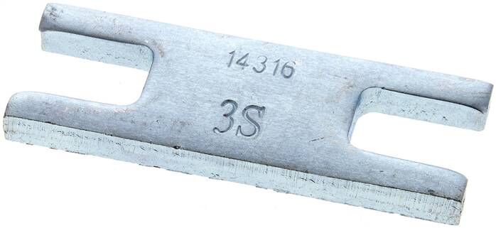 Sicherungsblech für Aufbauschraube (je Klemmbackenpaar wird 1 Stück benötigt), Stahl verz, BG 3