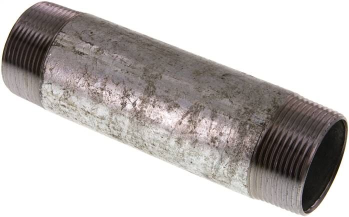 Nipplo doppio per tubi R 1-1/2"-150mm, tubo in acciaio ST 37 zincato
