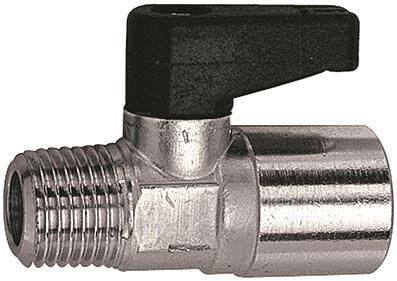 Mini-robinet à bille / R 3/8 a./ RP 1/4 i. laiton nickelé / avec poignée rotative/SW 14 103354