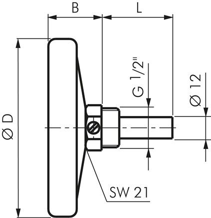 Thermomètre bimétallique, horizontal D63/0 à +80°C/40mm