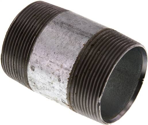 Nipplo doppio per tubi R 2"-80mm, tubo in acciaio ST 37 zincato
