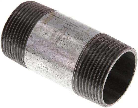 Nipplo doppio per tubi R 1-1/4"-80mm, tubo in acciaio ST 37 zincato