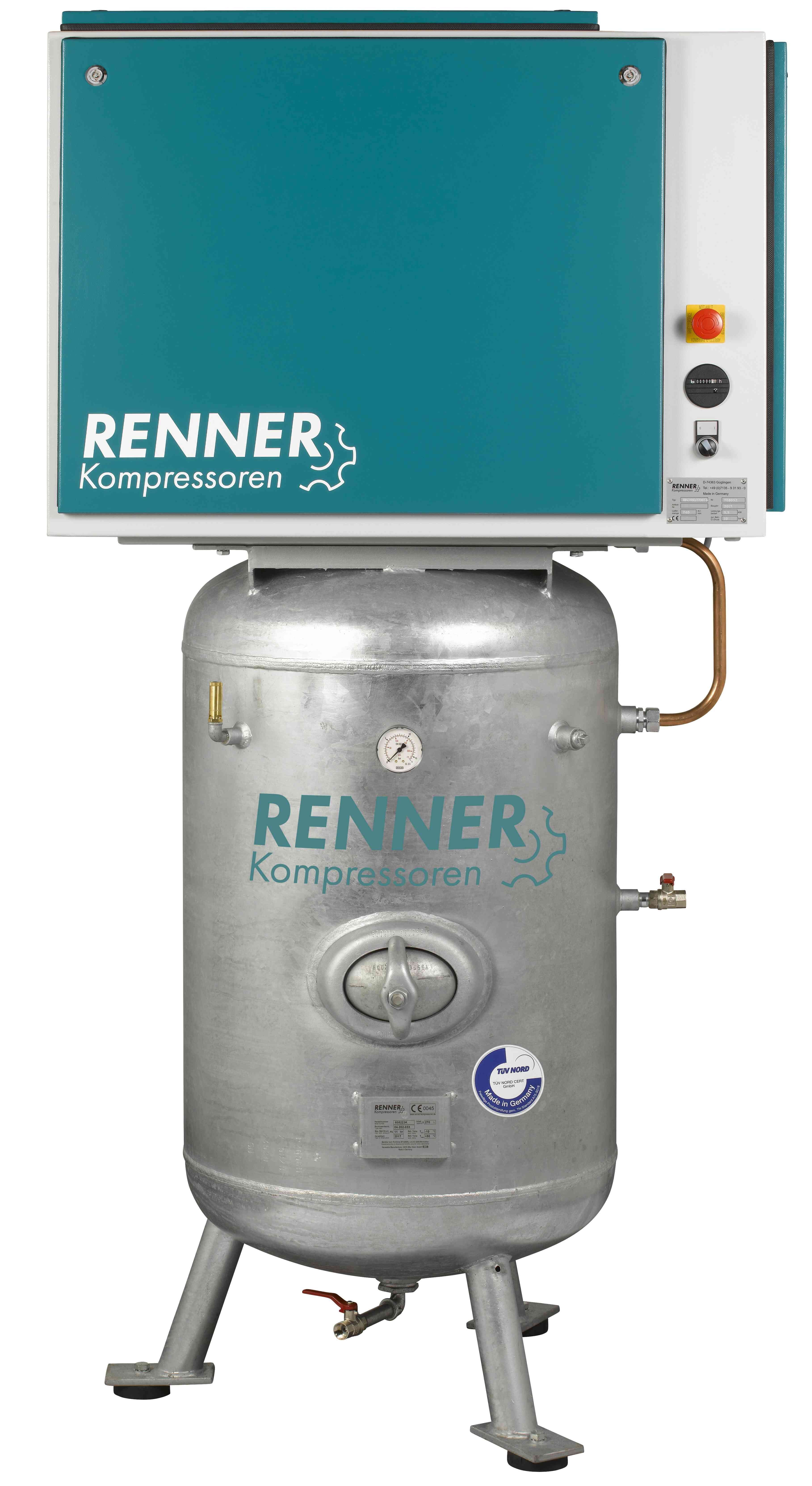 RENNER RIKO H 960/270 ST-S Industrie-Kolbenkompressor 15 bar - Behälter, Schalldämmhaube