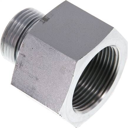 Riduttore idraulico G 1"(AG)-G 1-1/4"(IG), acciaio zincato, guarnizione in elastomero