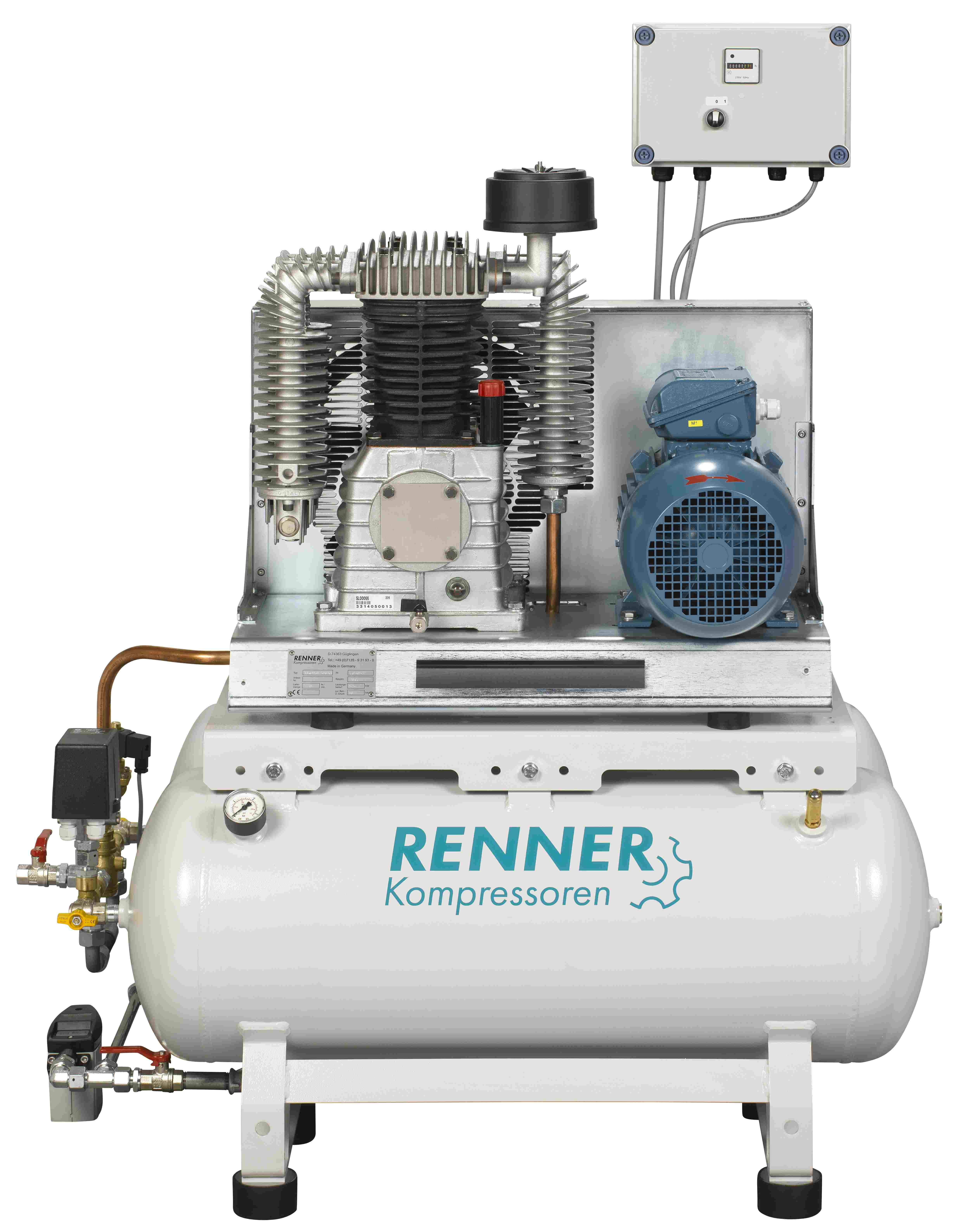 RENNER RIKO 960/2x90 Industrie-Kolbenkompressor 10 bar - Kesselanlage verzinkt , zulassungsfrei!