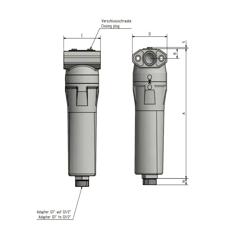 DF-Kartuschenfilter APF73 HC G1/2 Durchfluss 30 m³/h