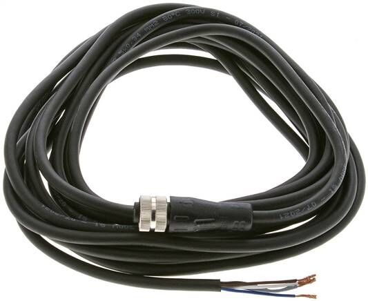 Câble avec connecteur M12 femelle, 5 m, droit, 5 extrémités de câble libres (broche 1 à 5)