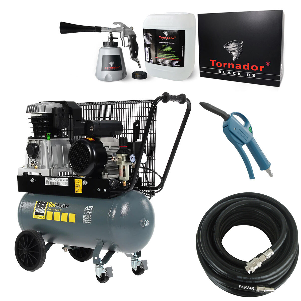 OFFERTA Set completo Tornador | Compressore ABAC PRO A39B 90 CT4 incl. pulitore, tubo flessibile + soffiatore OFFERTA Set completo Tornador | Compressore ABAC PRO A39B 90 CT4 incl. pulitore, tubo flessibile + soffiatore