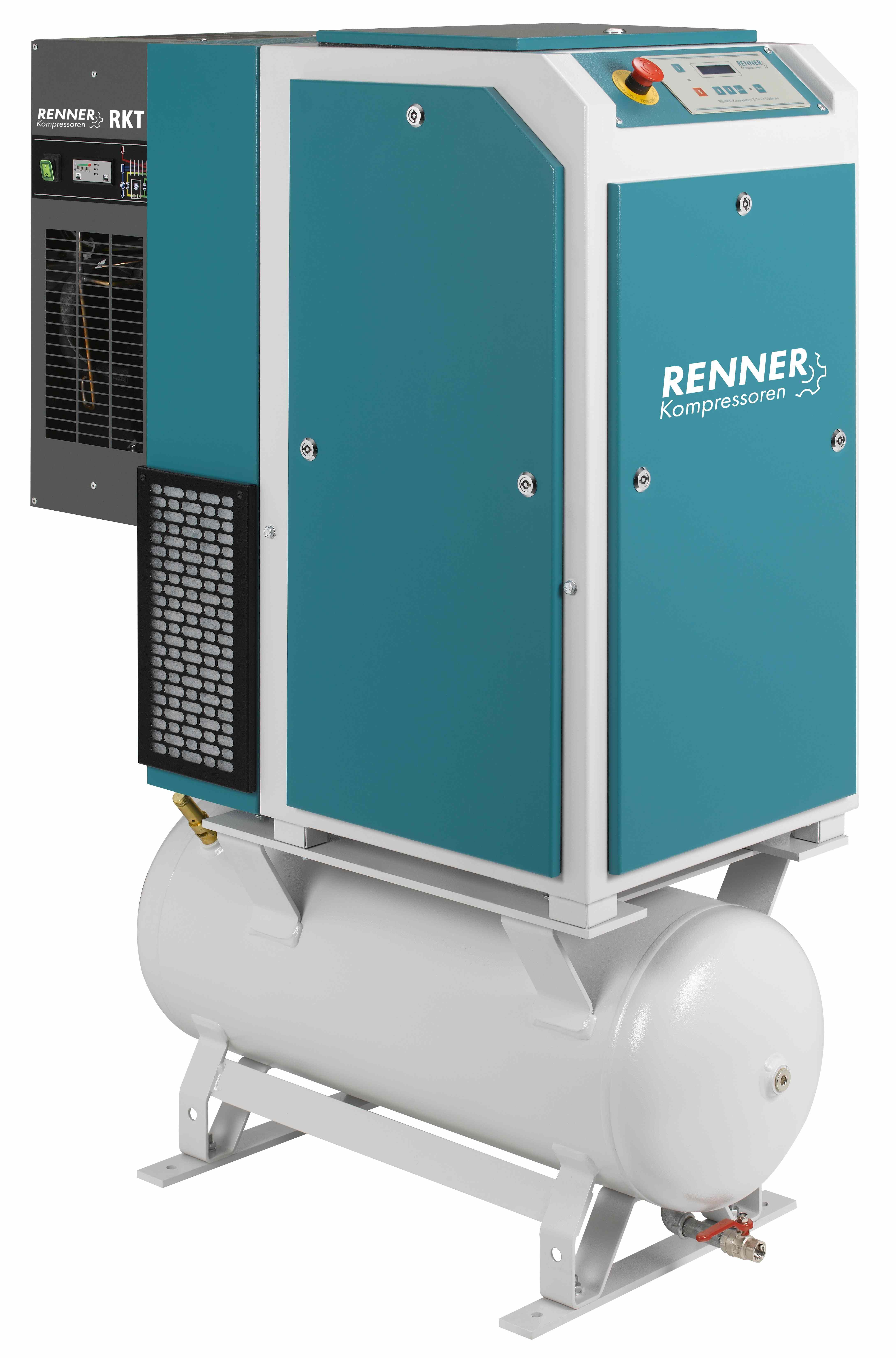 RENNER-Kompressor RSDKF-PRO 5,5 90L Behälter inkl. Kältetrockner - frequenzgeregelte Schraube