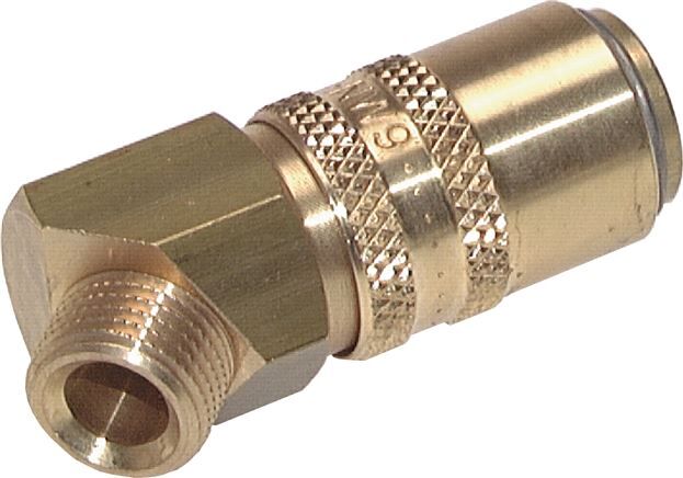 45°-Temperier-Schnellkupplung 13mm Zapfen,M 16x1,5(AG), Edelstahl 1.4305, für Stecker beidseitig absperrend