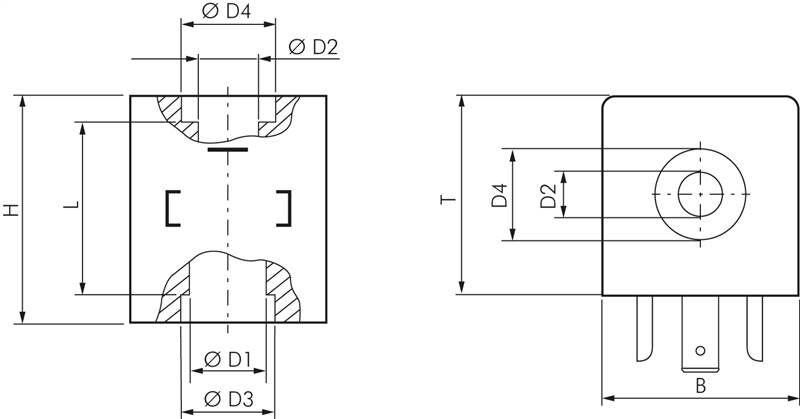 Bobine magnétique 24 V=, type L, taille du connecteur 2 pôles Connecteur