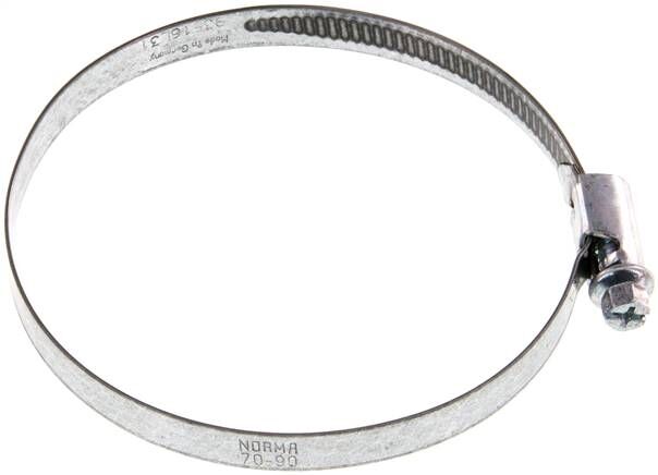 9mm Collier de serrage 70 - 90mm, acier galvanisé (W1) (NORMA)