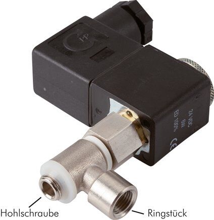 Hohlschrauben-Magnetventil G 1/8"-G 1/8", 2/2-Wege, 115 V AC (NO)PE-Ringstück