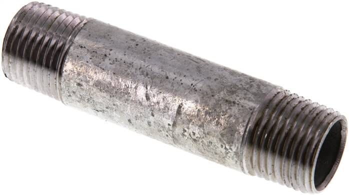 Nipplo doppio per tubi R 1/2"-80mm, tubo in acciaio ST 37 zincato