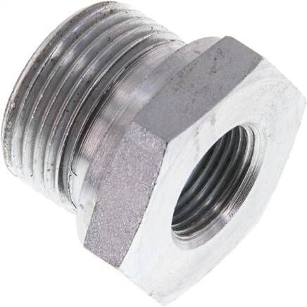Riduttore idraulico G 3/4"(AG)-G 3/8"(IG), acciaio zincato, guarnizione in elastomero