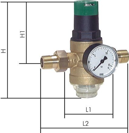 Riduttore di pressione per acqua potabile R 2", 1,5 - 6 bar, DVGW