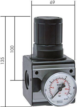 MULTIFIX Régulateur de pression de précision, verrouillable,G 1/2" 0,2 - 6bar