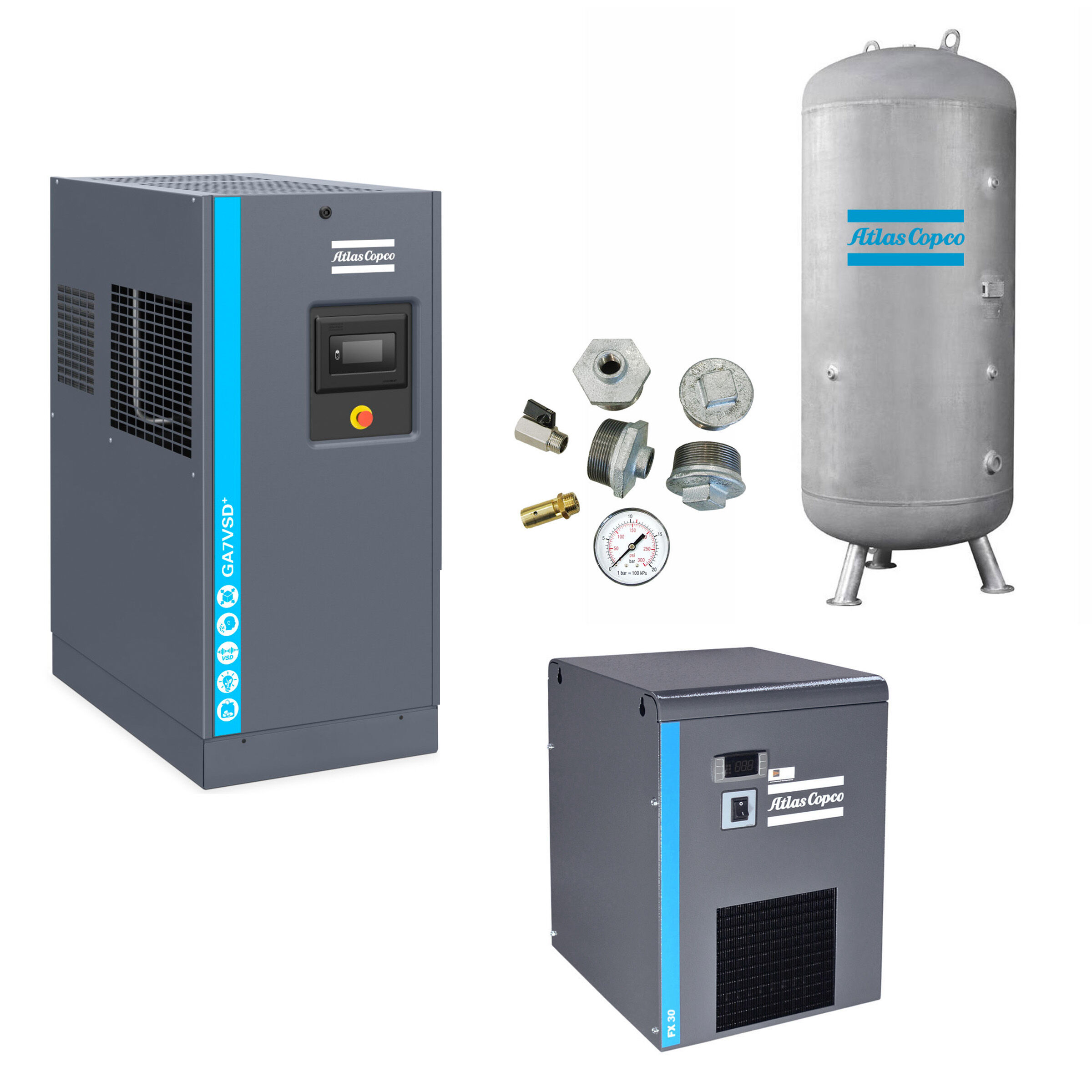 Compressore a vite Atlas Copco GA 7 VSD+ P - 9,5 bar CE 400V 50