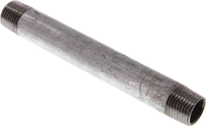 Nipplo doppio per tubi R 1/2"-150mm, tubo in acciaio ST 37 zincato