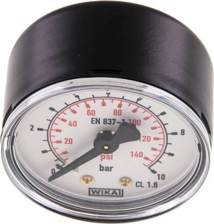Manometer waagerecht (ST/Ms), 50mm, 0 - 10 bar, G 1/8"