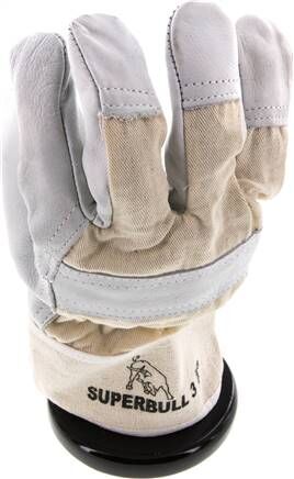 Guanto in pelle, qualità cuoio pesante e cotone, colore naturale, L, classe di protezione (EN 388) 3.1.2.2.X