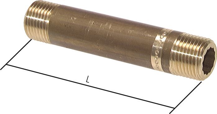 Nipplo doppio per tubi G 1-1/2"-120mm, ottone