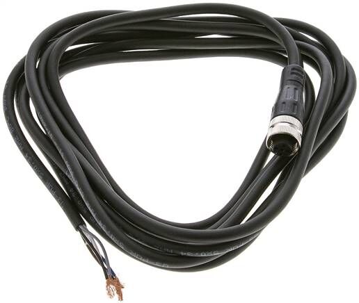Câble avec connecteur M12 femelle, 3 m, droit, 5 extrémités de câble libres (broche 1 à 5)