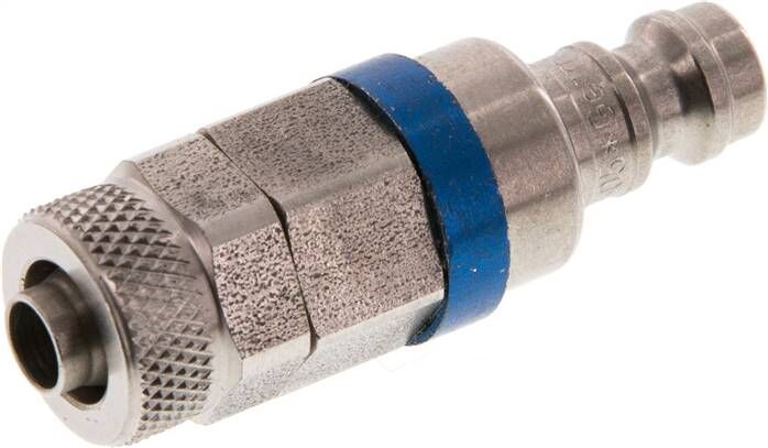 Tappo di accoppiamento (NW5) tubo 8x6mm, acciaio inox, chiusura su entrambi i lati, blu