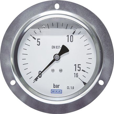Glycerin-Einbaumanometer,Frontring, 100mm, 0 - 2,5 bar