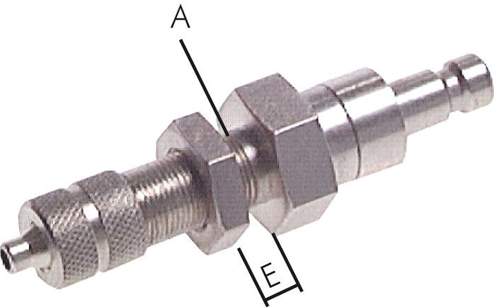 Fiche d'accouplement Schott (NW2,7) tuyau 6x4mm, laiton nickelé