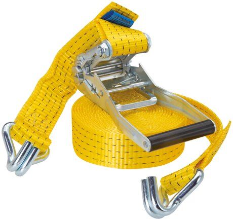 Cinghia di ancoraggio a cricchetto (50 mm) 8 m, 5.000 daN, cricchetto a pressione, 2 parti con gancio a uncino
