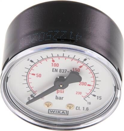 Manometer waagerecht (ST/Ms), 50mm, 0 - 16 bar, G 1/4"