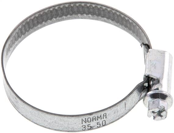 9mm Collier de serrage 35 - 50mm, acier galvanisé (W1) (NORMA)
