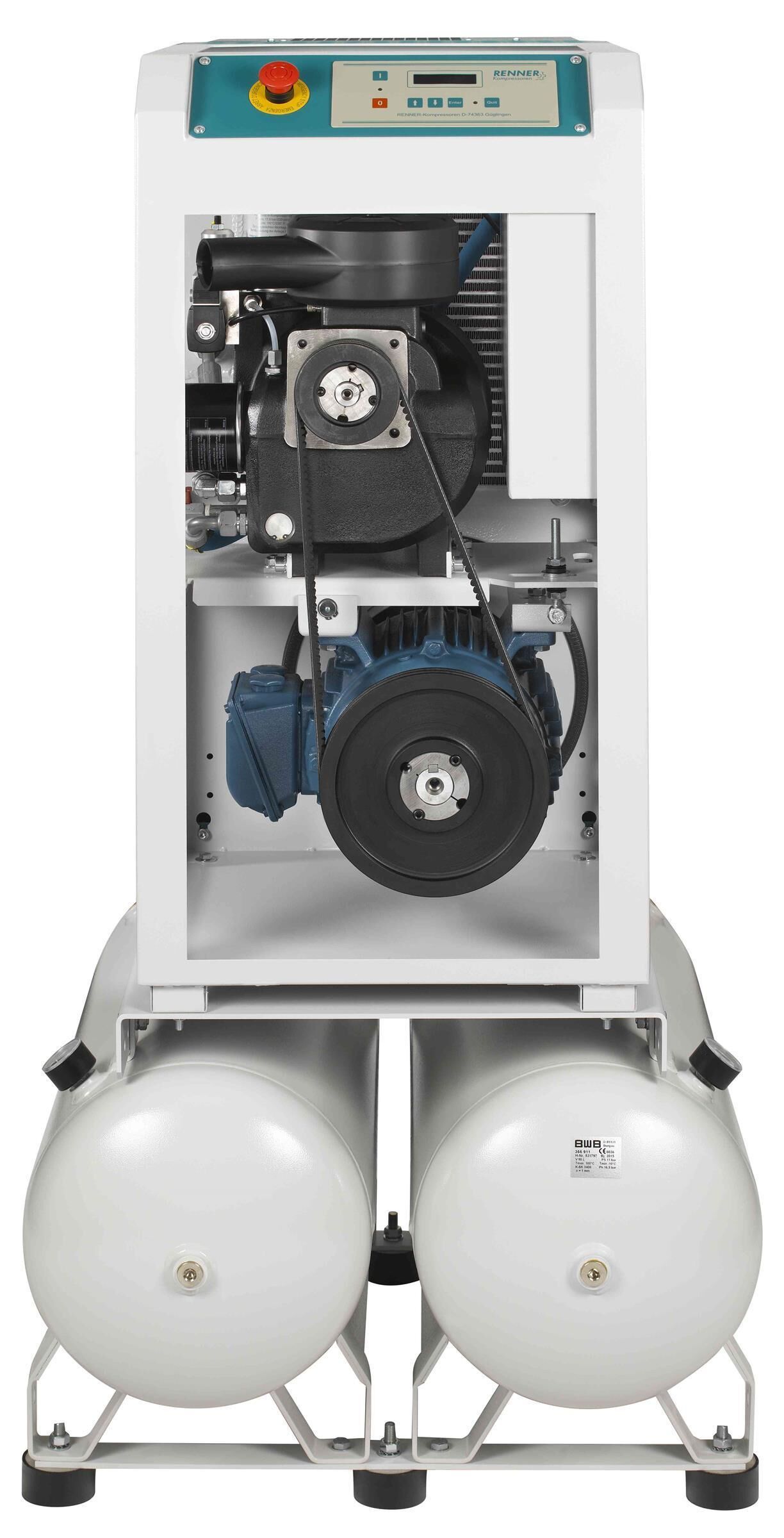 RENNER-Kompressor RSDKF-PRO 5,5 2x90L Behälter inkl. Kältetrockner - frequenzgeregelte Schraube