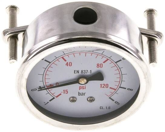 Glycerin-Einbaumanometer, 3kt-Frontring, 63mm, -1 bis 9 bar -Eco-Line