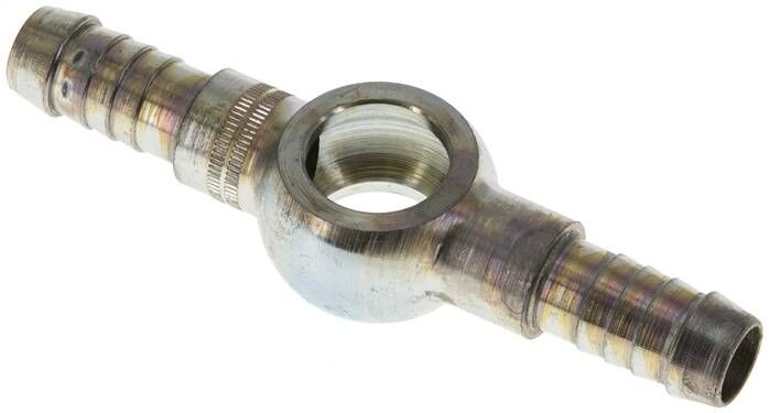 Nipplo doppio per tubi flessibili con anello da 14 mm, 9 - 10 mm, acciaio zincato