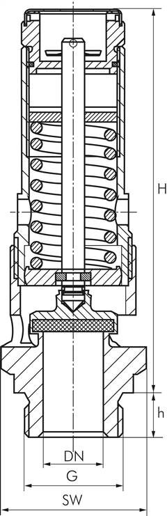 TÜV-Hochleist.-Sicherheitsventil G 1/2"(0,5bar) 1.4404
