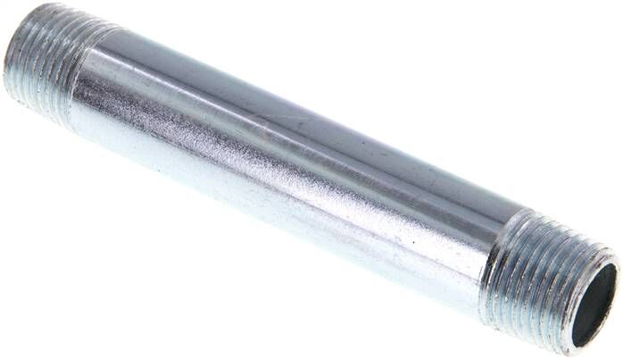 Rohrdoppelnippel R 1/2"-120mm, Stahlrohr ST 37 verzinkt