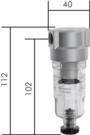 Mini-Filter G 1/4, Kunststoffbehälter