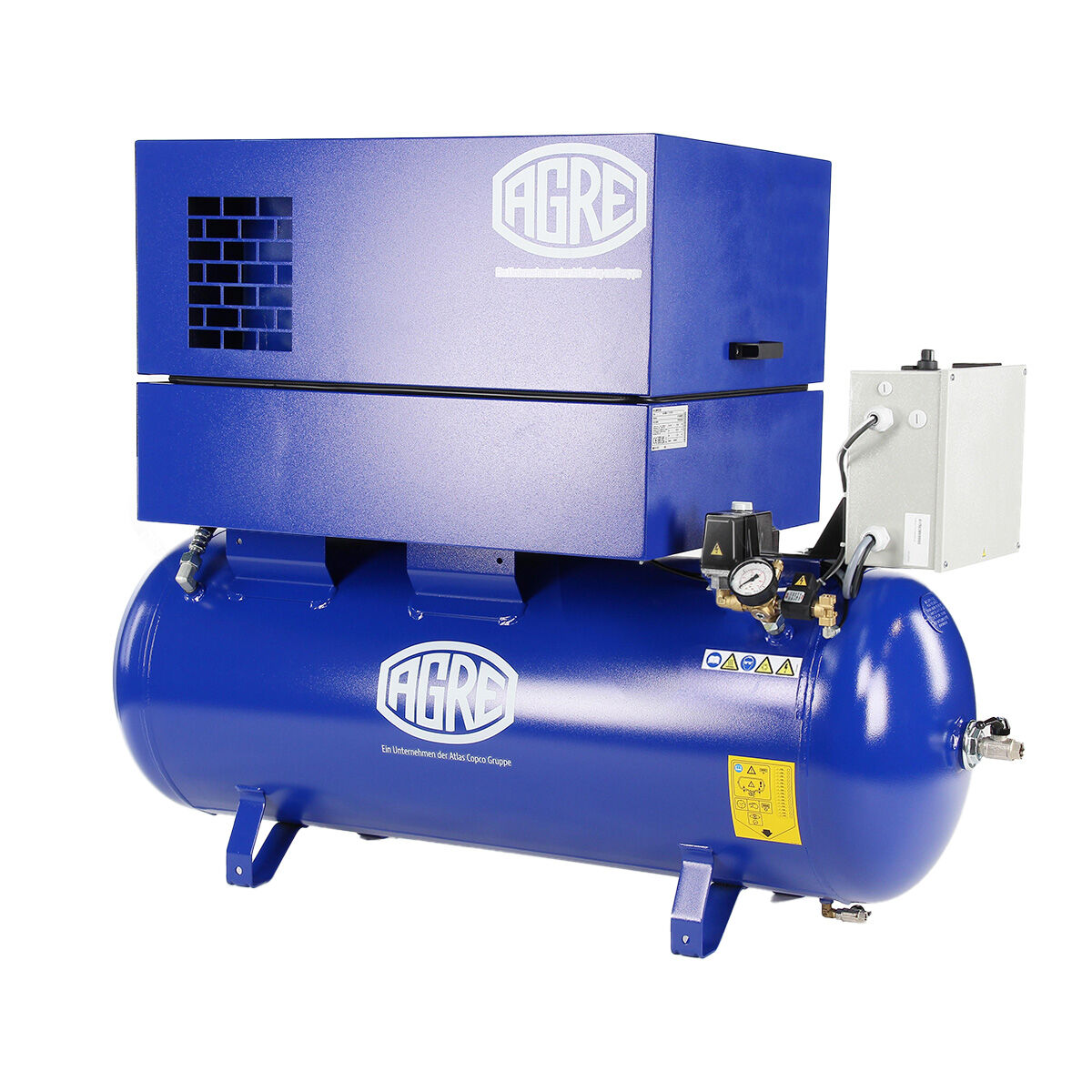 AGRE Industrie-Kolbenkompressor Typ ALG MEK-5.5 10 270 D Schallgedämmt auf Behälter 500 Liter 4116002266