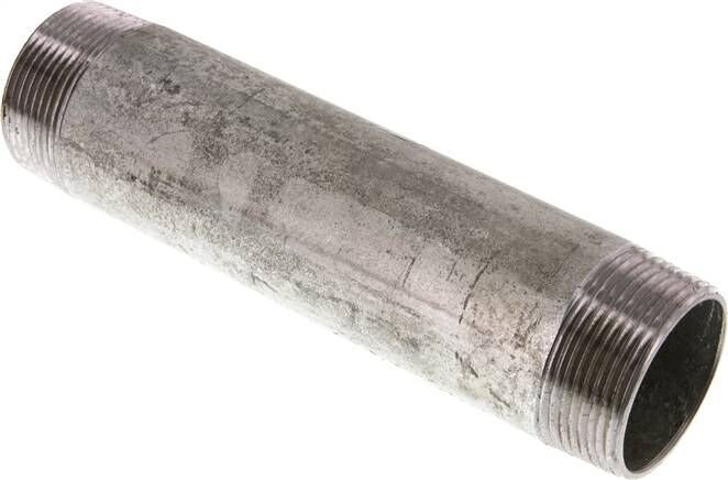 Nipplo doppio per tubi R 1-1/2"-180mm, tubo in acciaio ST 37 zincato