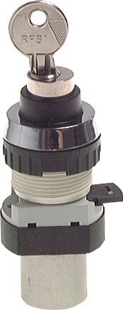 vanne à bouton-poussoir à serrure 3/2 voies, noire (30,5mm), M5