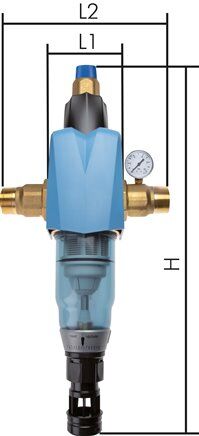 Filtro di controlavaggio/riduttore di pressione per acqua potabile, R 1-1/2", DVGW