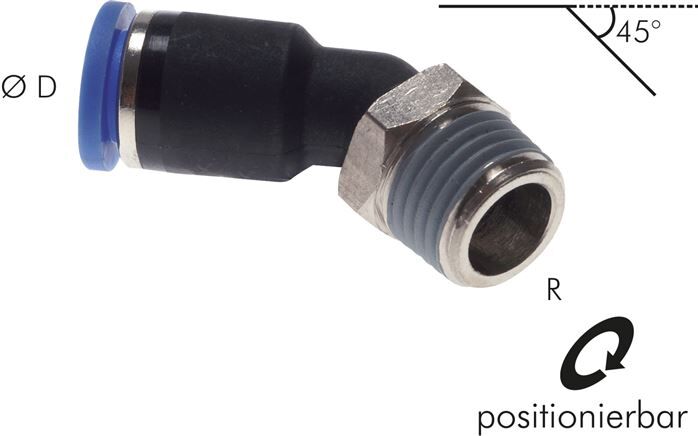 connettore push-in a 45° R 1/8"-10mm, standard IQS