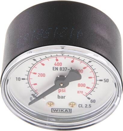 Manometer waagerecht (KU/Ms), 50mm, 0 - 60 bar, G 1/4"