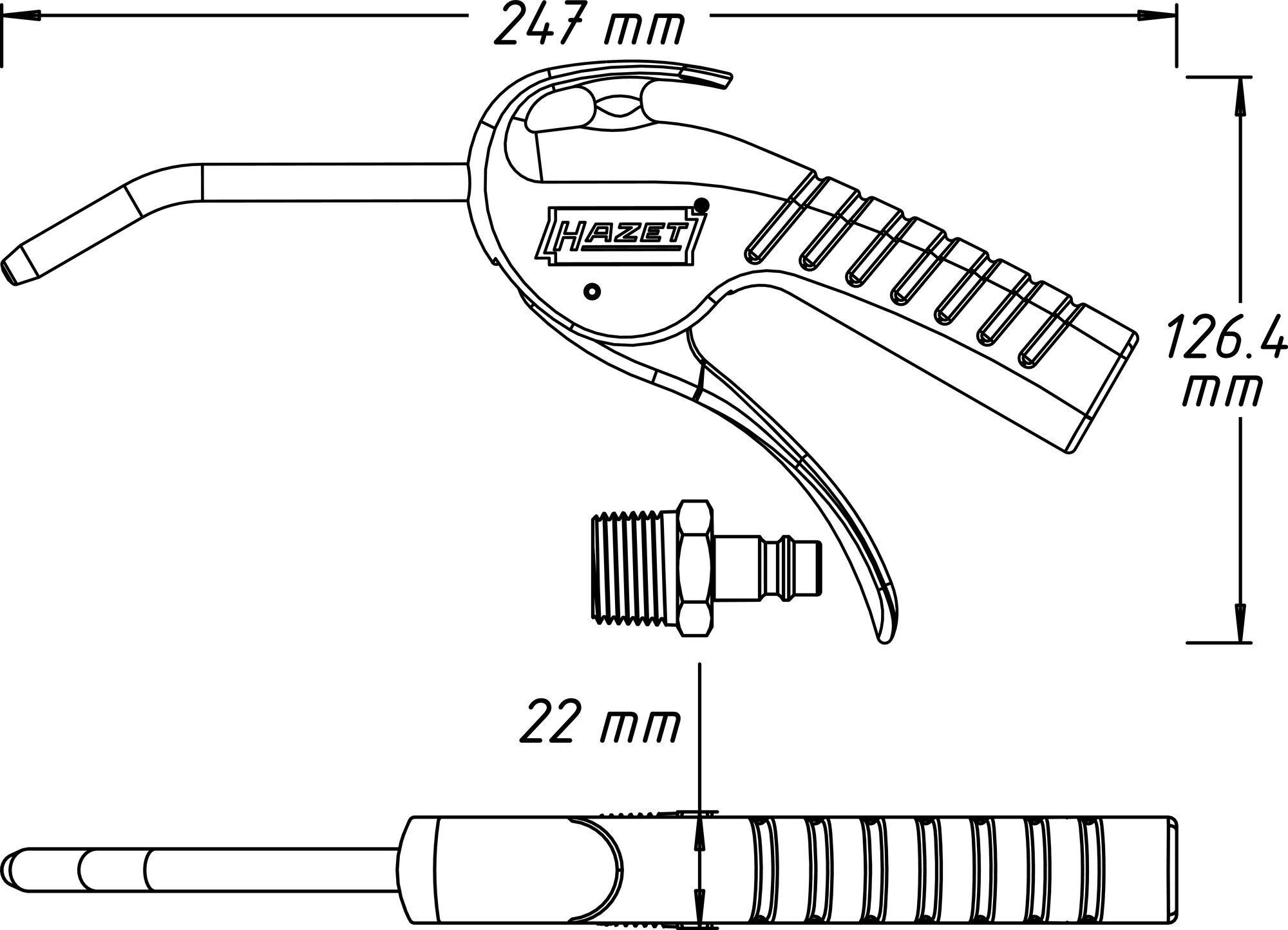 HAZET Pistola di soffiaggio - 100 mm 9040P-1